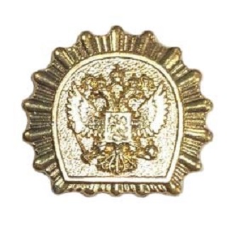 Эмблема петличная Орел в сиянии кадетская золотая
