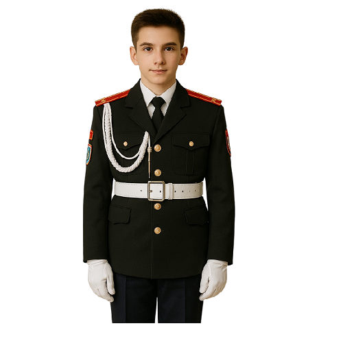 Китель черный кадетский, полушерстяной.